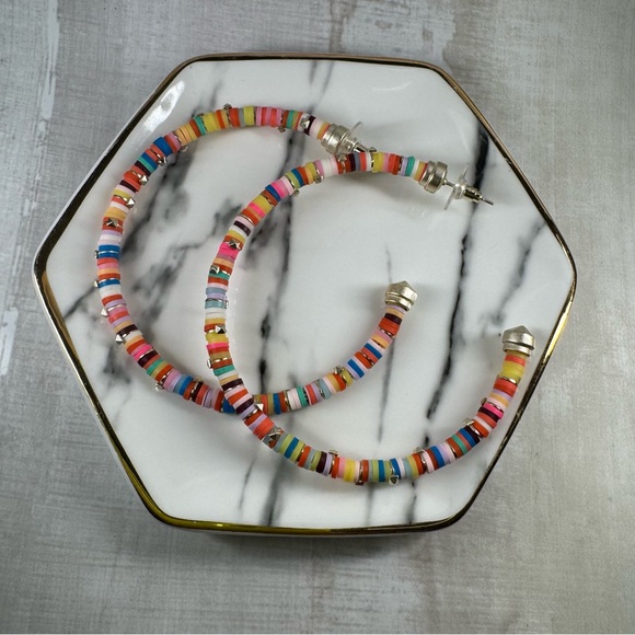 Kendra Scott Reece Gold Colorful Beaded Hoop Earrings